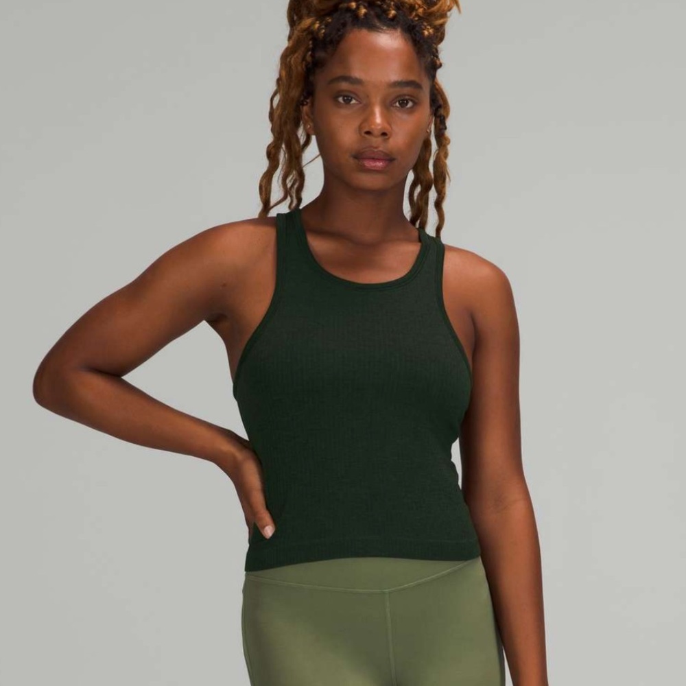Lululemon Ebb to Street Cropped Racerback Tank – Rainforest Green – SZ 8 (Rare)